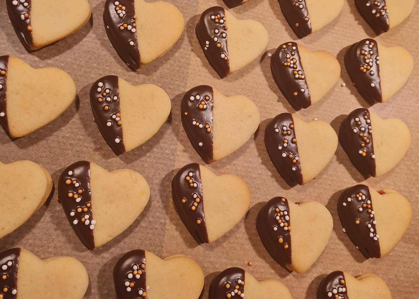 getunkte Schokoherzen